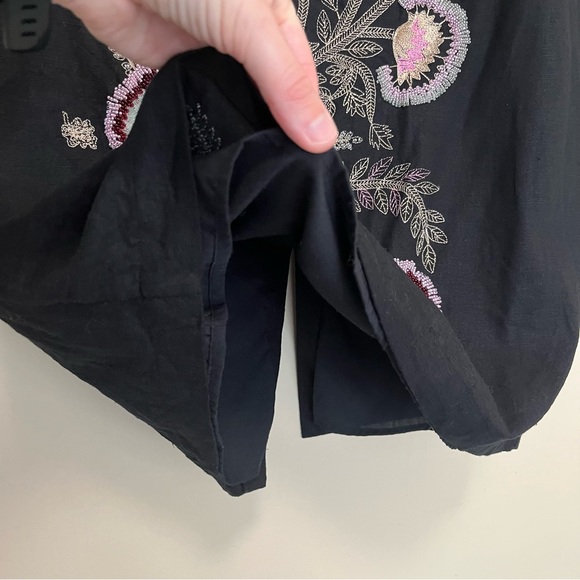 Richard Malcolm Art to Wear Folk Art Embroidered Beaded Linen Blend Skirt - Picture 5 of 12